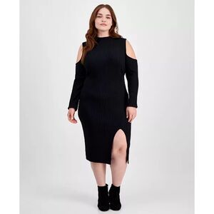 NWT Madden Girl Body Con Cold Shoulder Ribbed Sweater Dress Size 2x Club/Date